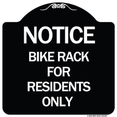 Signmission Bike Rack for Residents Heavy-Gauge Aluminum Architectural Sign, 18" x 18", BW-1818-23530 A-DES-BW-1818-23530